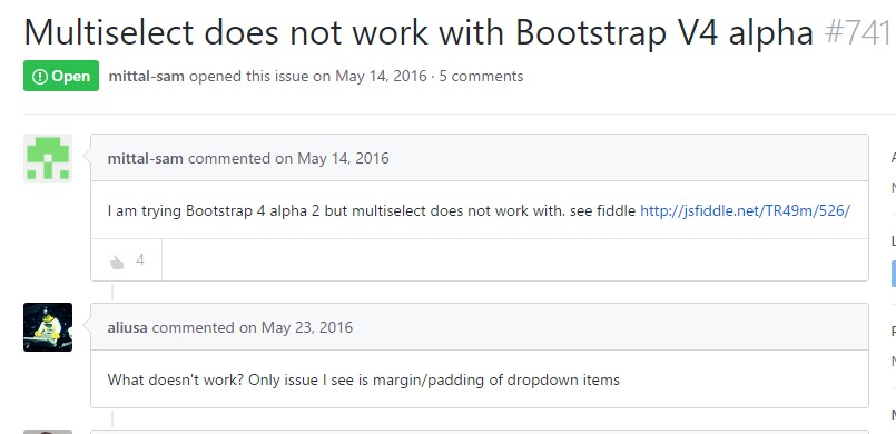 Multiselect does  not really  do the job  by using Bootstrap V4 alpha