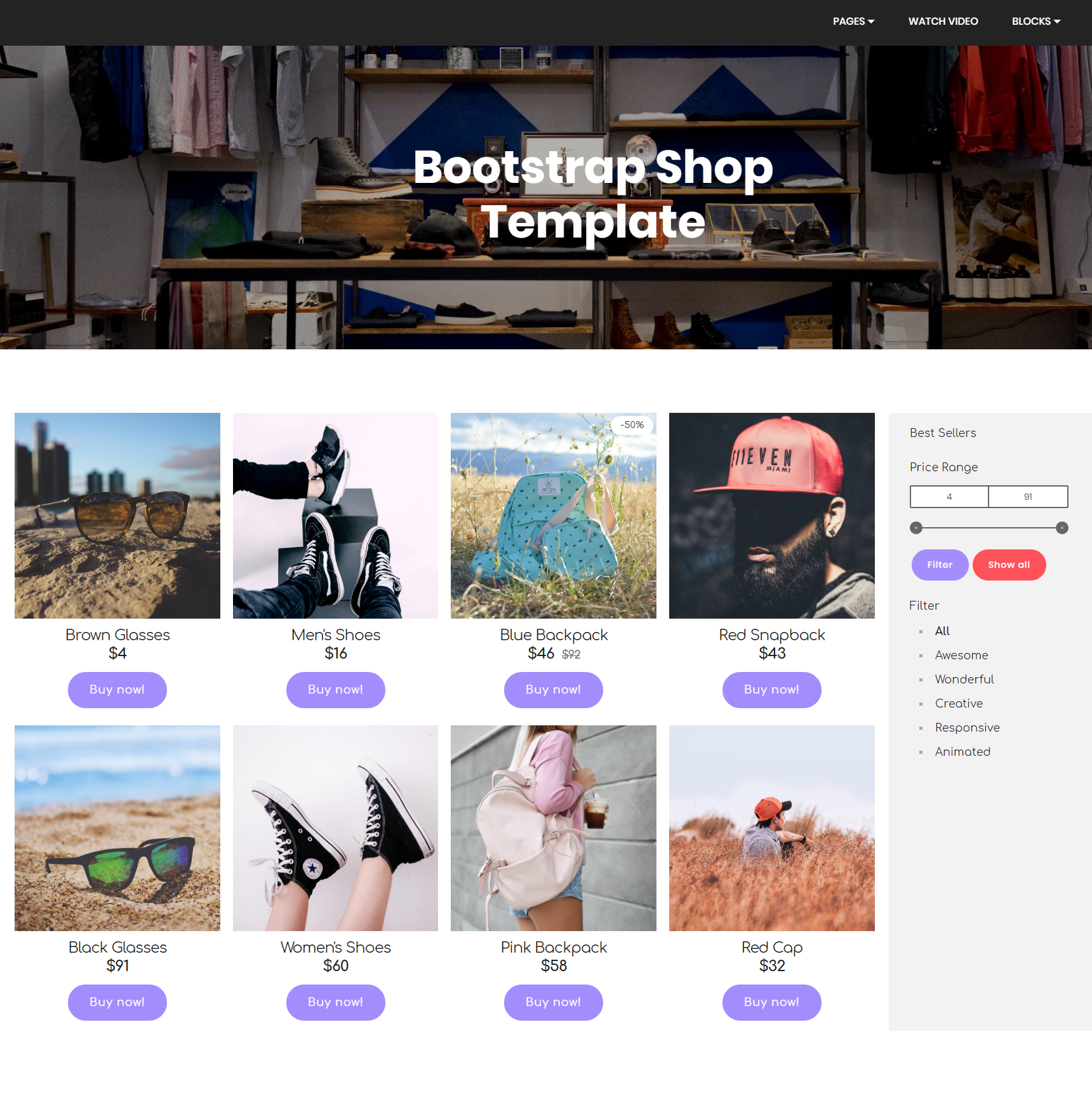 HTML Bootstrap Shop Templates